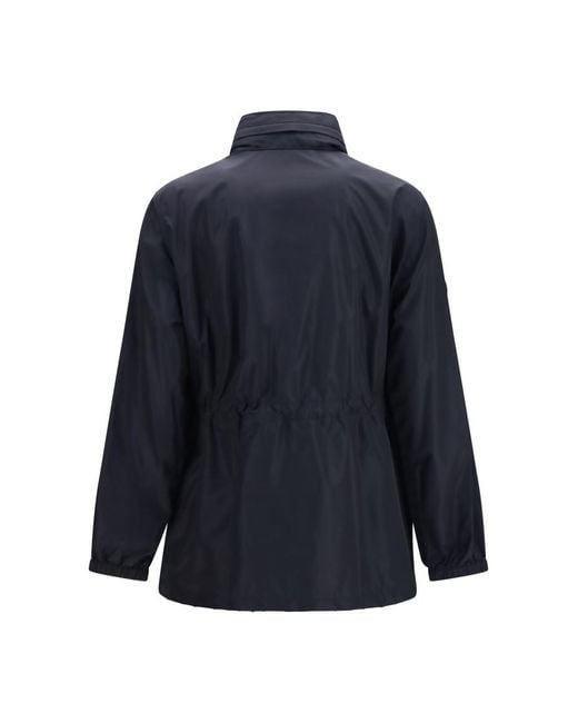 Burberry Blue Solid Mock Collar Jacket