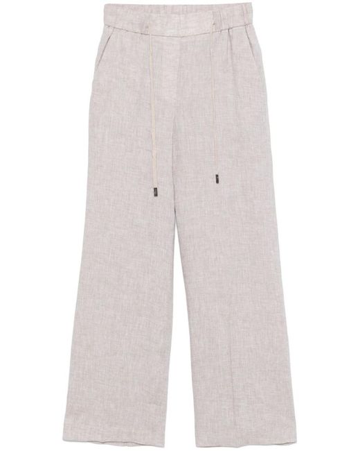 Peserico White Slub-Texture Trousers
