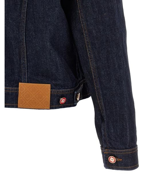 Casablanca Blue Solid Shirt Collar Jacket for men