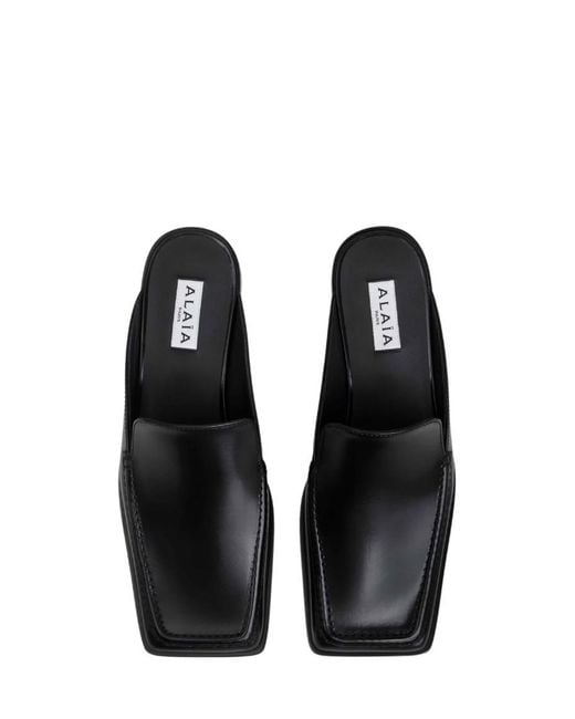 Alaïa Black Square-Toe Mules