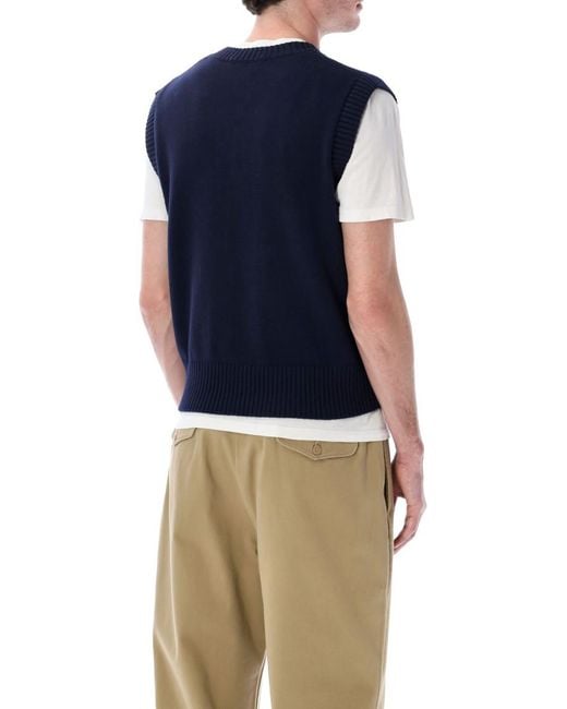 AMI Blue V Neck Sweater for men