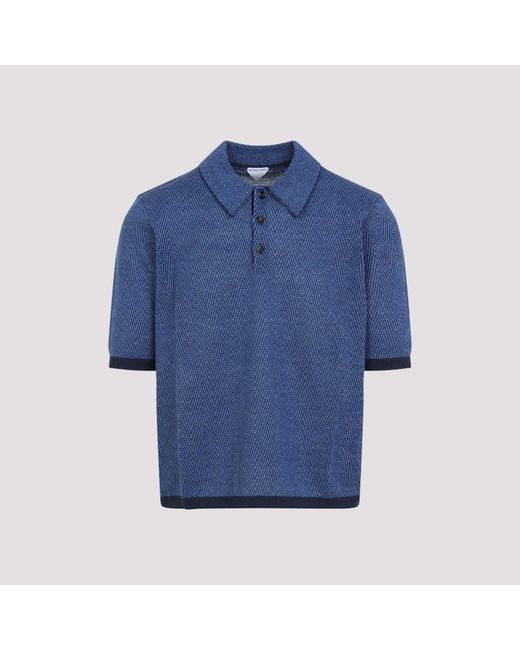 Bottega Veneta Blue Patterned Polo for men