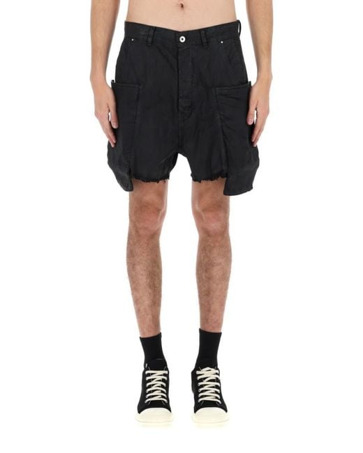 Rick Owens Black Solid Shorts for men