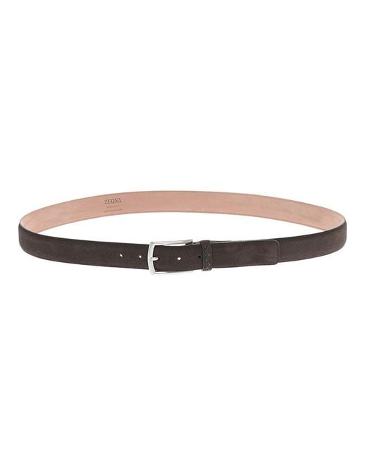 Zegna Brown Solid Belt for men