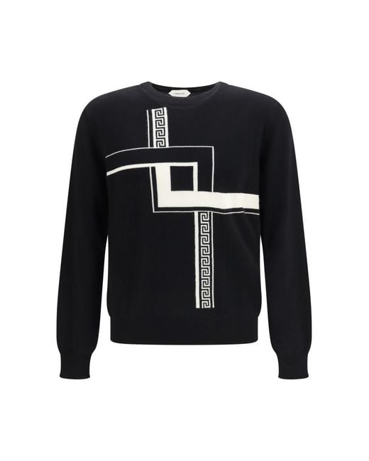 Versace Black Crew Neck Sweater for men