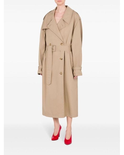 Moschino Natural Double-Breasted Button Fastening Long Coat