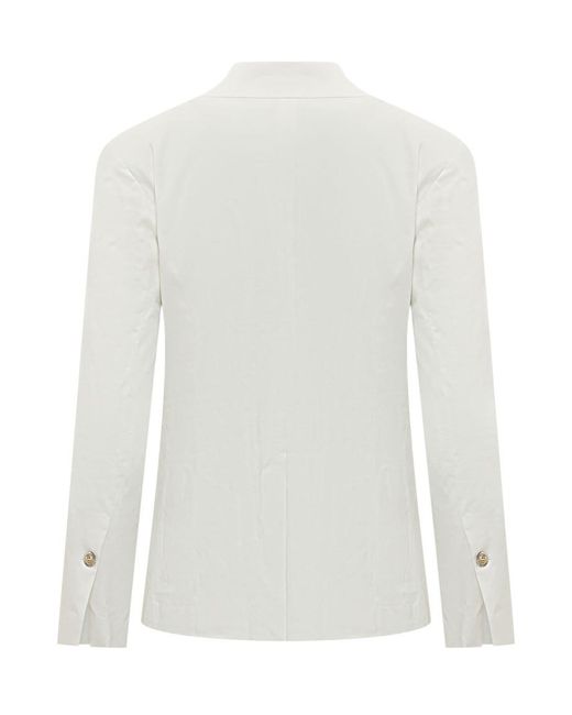 Pinko White Solid Notched Lapel Blazer