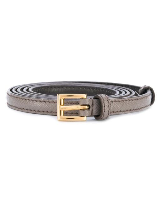 Prada Gray Thin Textured Belt