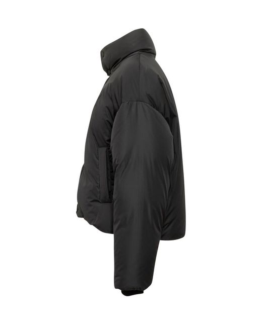 AMI Black Solid Mock Collar Jacket for men