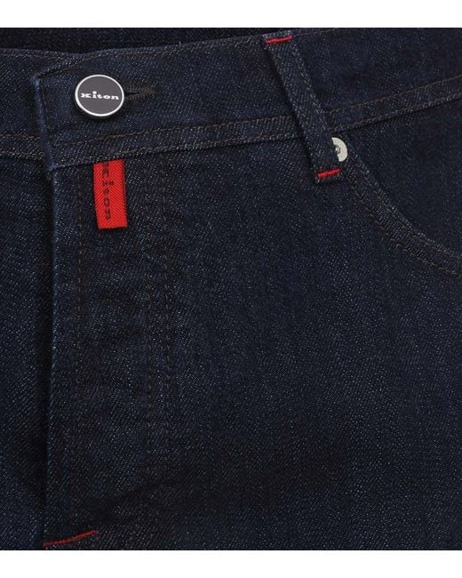 Kiton Blue Solid Jeans for men