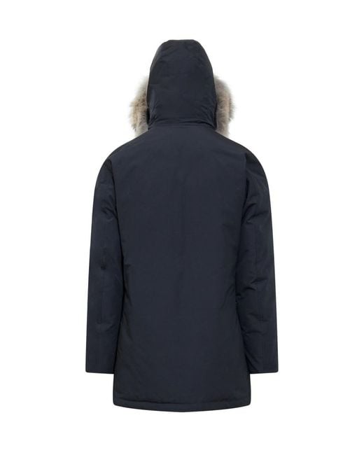 Woolrich Blue Solid Hood Jackets for men