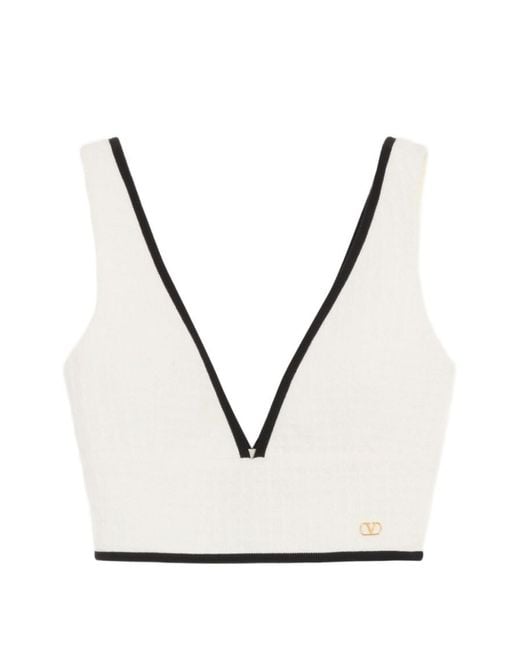 Valentino Natural Solid V Neck Top
