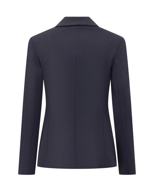 Pinko Blue Solid Notched Lapel Blazer