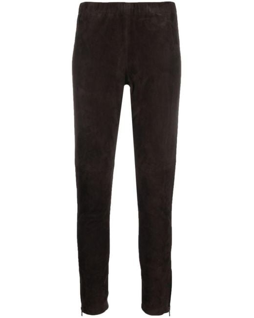 P.A.R.O.S.H. Black Slim-Fit Suede Trousears