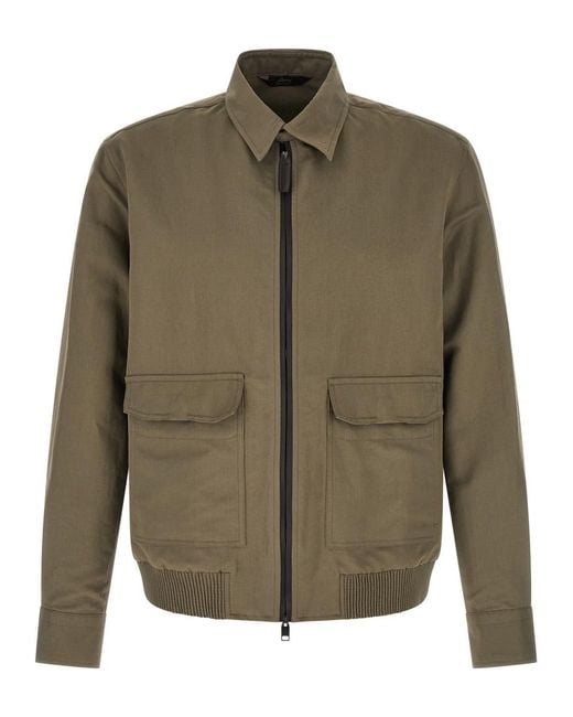 Brioni Green Solid Jacket for men