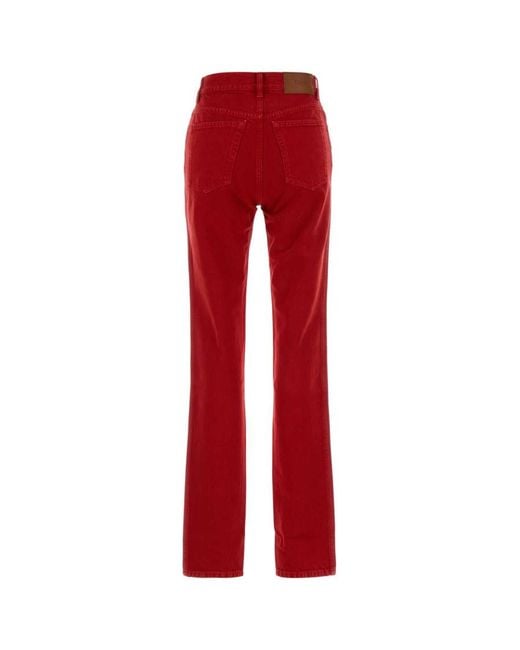 Chloé Red Bootcut Flat Front Pants