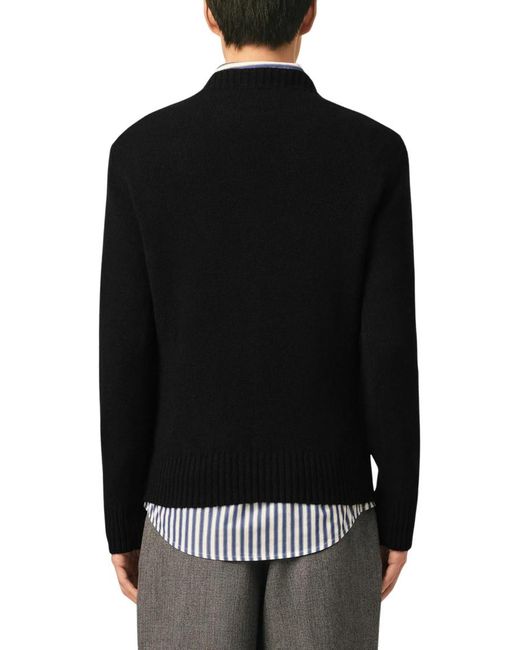 AMI Black Regular Crew Neck Sweater for men