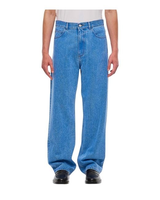 Marni Blue Loose-Fitting Five-Pocket Denim Trousers With Classic Closure for men