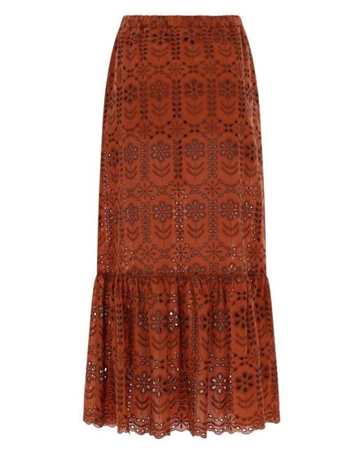 Paul Smith Brown Skirt Gonna Lunga Traforata