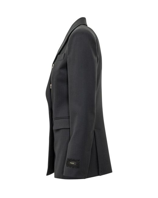 Pinko Black Solid Notched Lapel Blazer