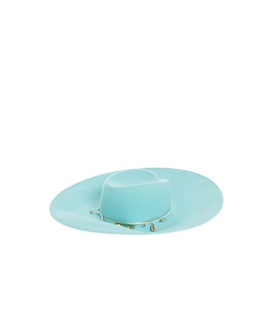 Maison Michel Blue Solid Fedora Hat
