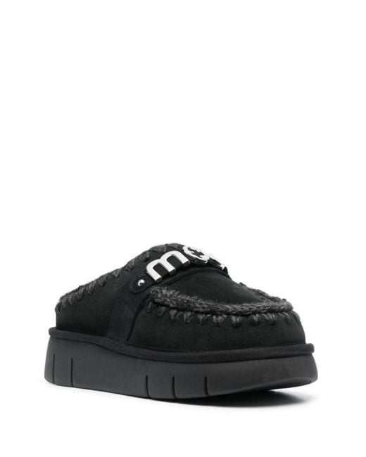 Mou Black Logo Slippers