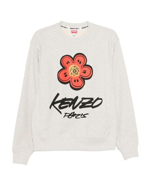 KENZO Gray Crewneck Printed Sweatshirt for men