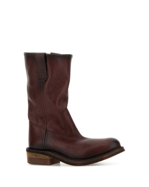 Miu Miu Brown Solid Stivaletti Boot