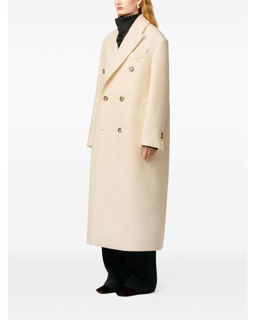 AMI Natural Long Double-Breasted Coat
