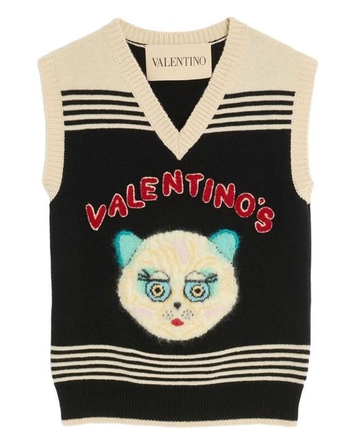 Valentino Garavani Black Le Chat De La Maison Wool Vest