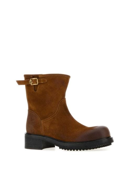 Versace Brown Suede Ankle Boots for men