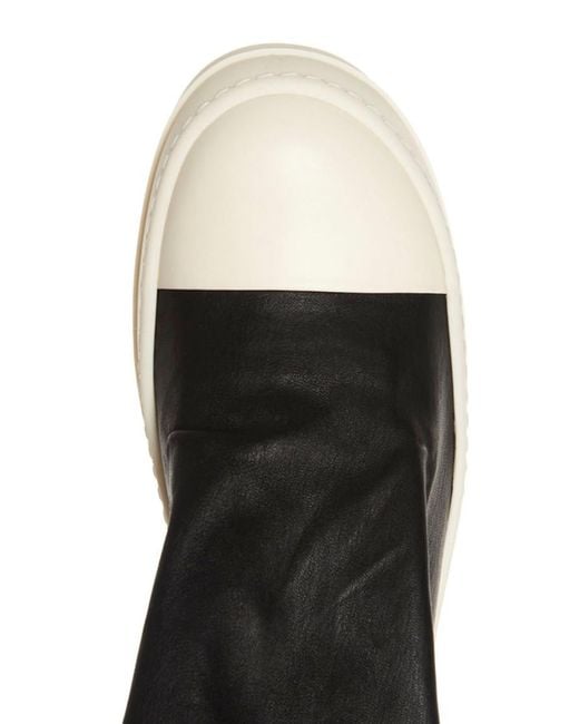 Rick Owens Black Solid High Stocking Sneaks Boots