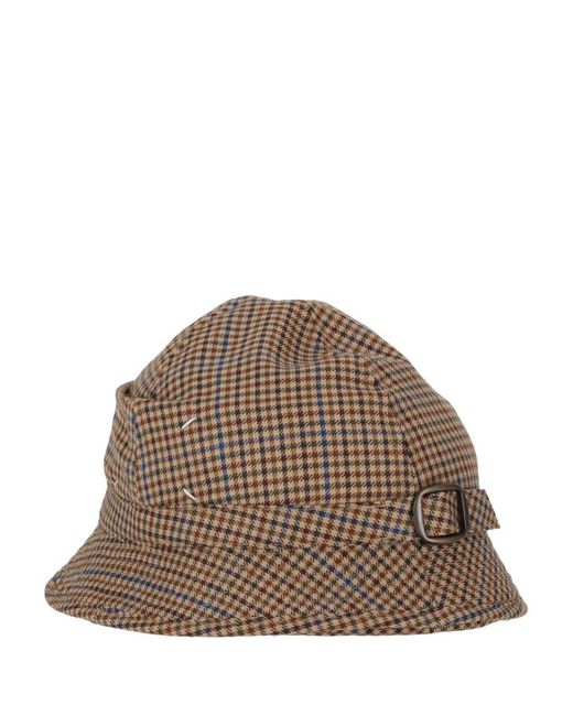 Maison Margiela Brown Plaid Pattern Bucket Hat for men