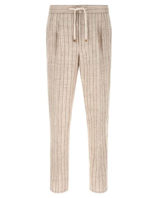 Brunello Cucinelli Natural Straight Drawstring Pants for men
