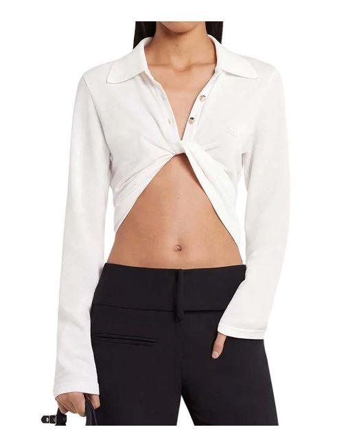 Courreges White Solid Peaked Lapel Top