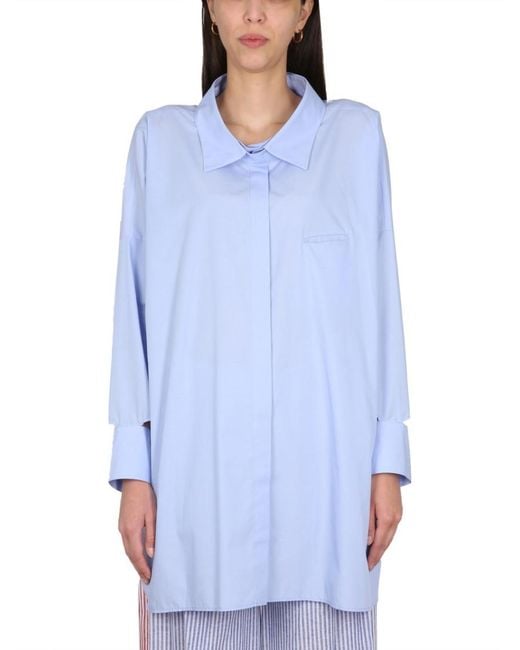 Jejia Blue Loose Solid Shirt