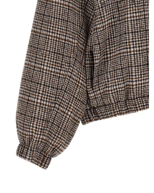Brunello Cucinelli Brown Checks Mock Collar Jacket