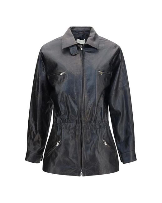 Magda Butrym Gray Solid Shirt Collar Jacket