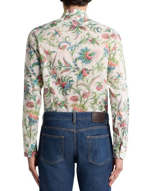 Etro White Floral Pattern Shirt for men