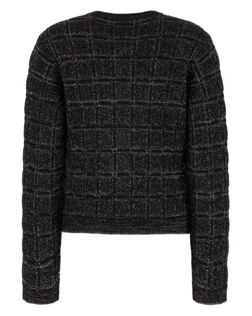 Gucci Black Wool And Lamé Check Jacquard Cardigan, Ready-To-Wear