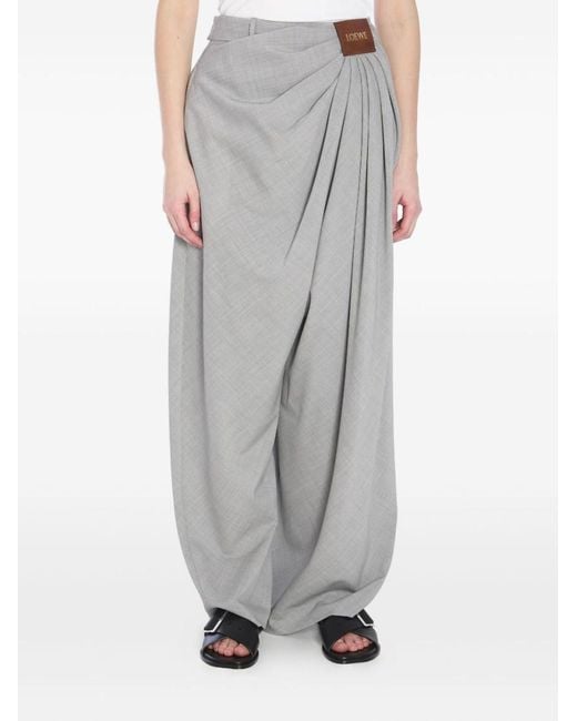 Loewe Gray Wool Draped Trousers