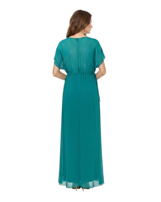 Pinko Blue Solid V Neck Maxi Dress