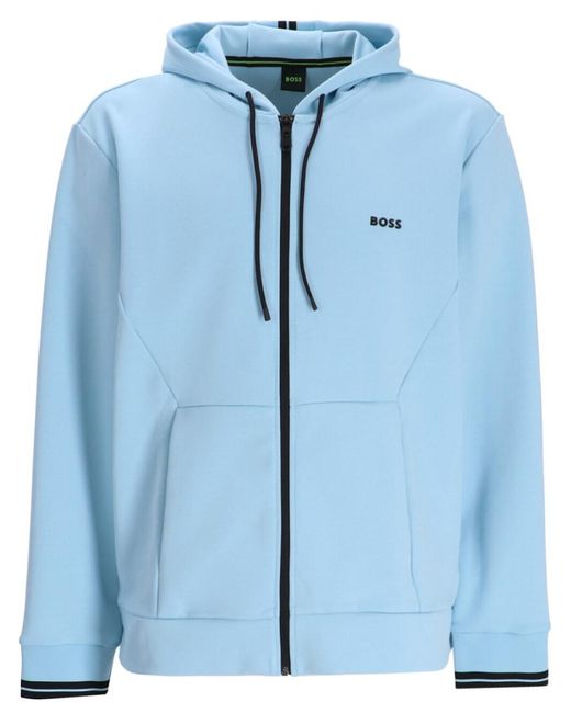 Boss Blue Zip-Up Hoodie for men
