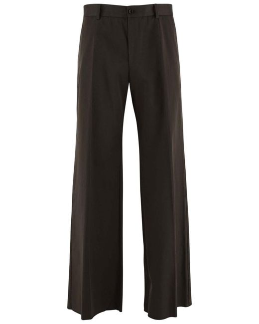 Dolce & Gabbana Black Flat Front Pants for men