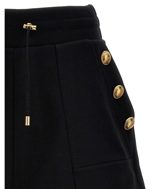 Balmain Black Logo Buttons Shorts