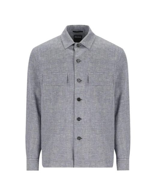 Zegna Gray Regular Solid Shirt for men