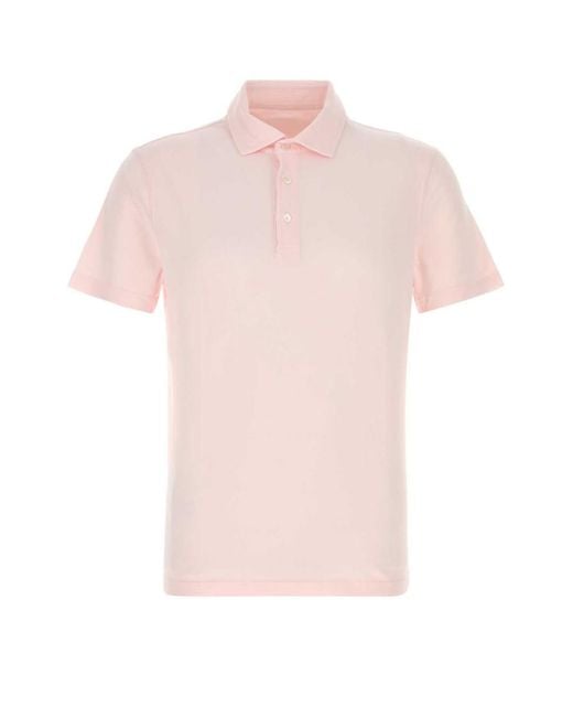 Fedeli Pink Solid Polo for men