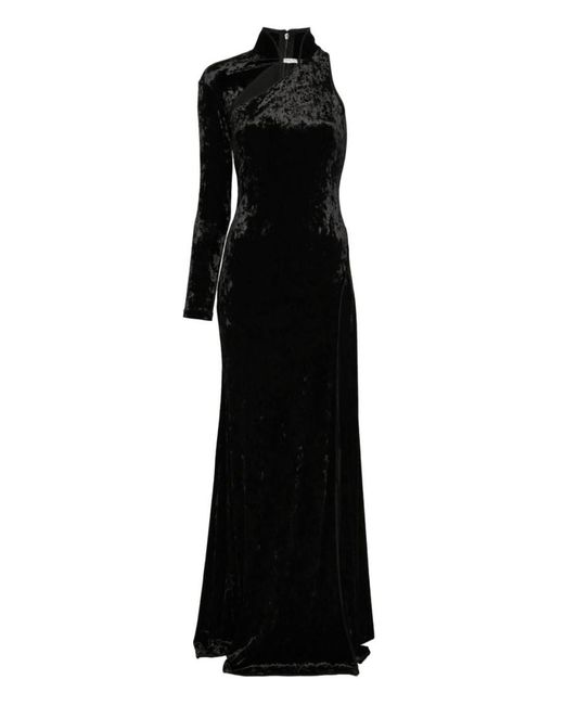 Versace Jeans Couture Black One-Sleeve Velvet Maxi Dress