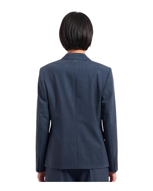Boss Blue Solid Peaked Lapel Blazer