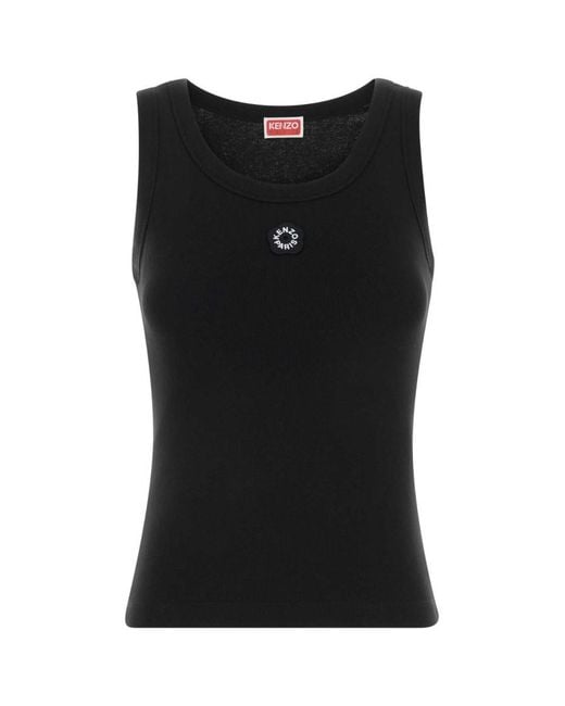 KENZO Black Logo Round Neck Top